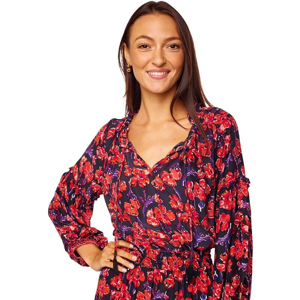 Natalie Martin Maggie Dress - Silk Watercolor Print Onyx